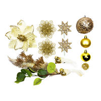 LAALU CHRISTBAUMKUGEL-SET 50 Stück in Box CHAMPAGNE für Weihnachtsbaum bis zu 100 cm - Champagner/Goldfarben, Kunststoff/Textil (20/12/30cm) - LAALU