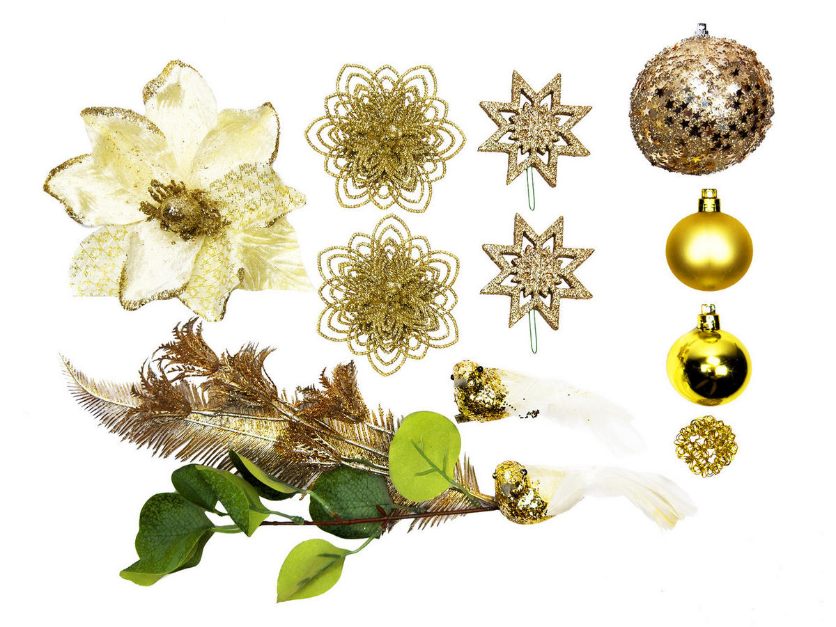 LAALU WEIHNACHTSBAUM geschmückt künstlich NEGATIVE CHAMPAGNE II 60 cm mit LED-Beleuchtung IN FLOWER - Champagner/Goldfarben, Kunststoff (60cm) - LAALU