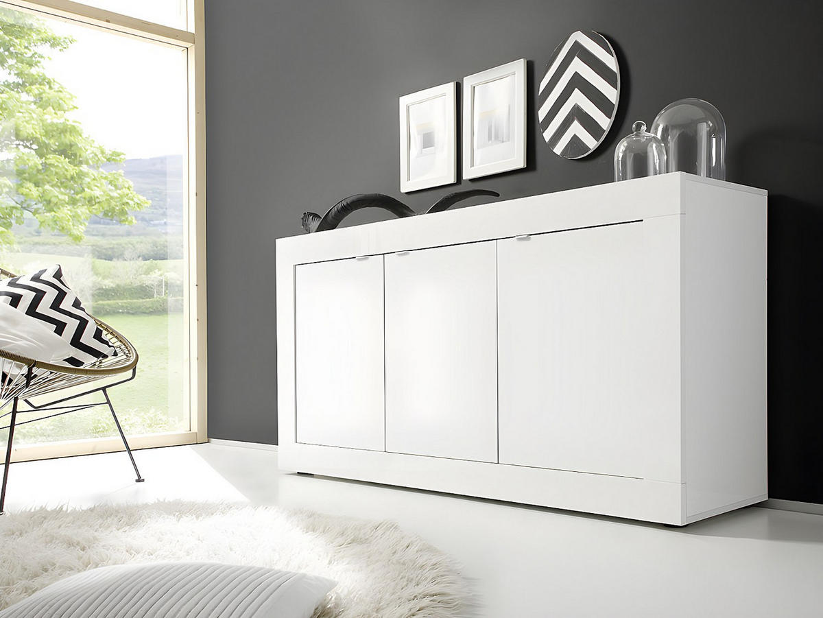 BUFFET 3 Türen Initial - L160 cm - Weiß, Holz (160/85.8/42cm) - Vente-Unique