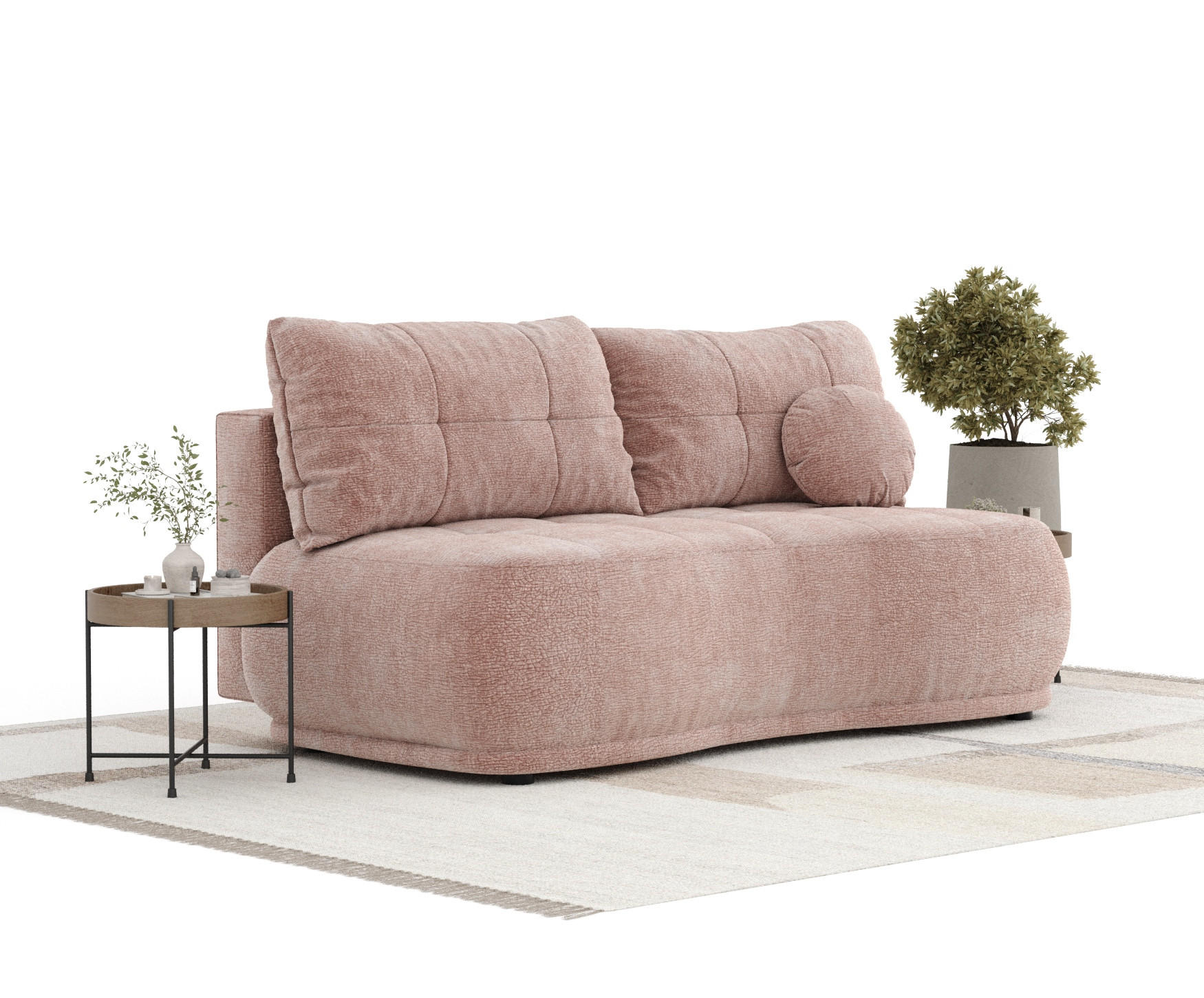 SCHLAFSOFA Cirrus Rosa Chenille - Schwarz/Rosa, Holz/Holzwerkstoff (206/95/105cm) - Maison de Reve