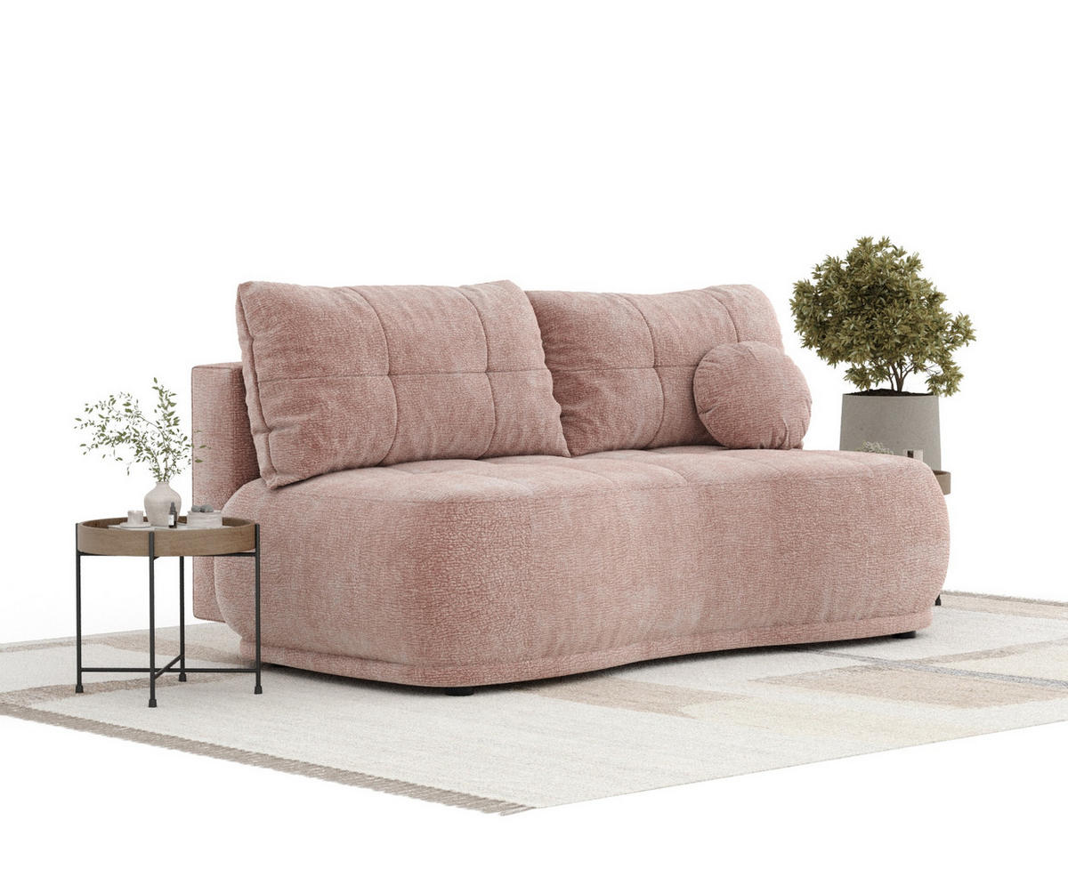 SCHLAFSOFA Cirrus Rosa Chenille - Schwarz/Rosa, Holz/Holzwerkstoff (206/95/105cm) - Maison de Reve