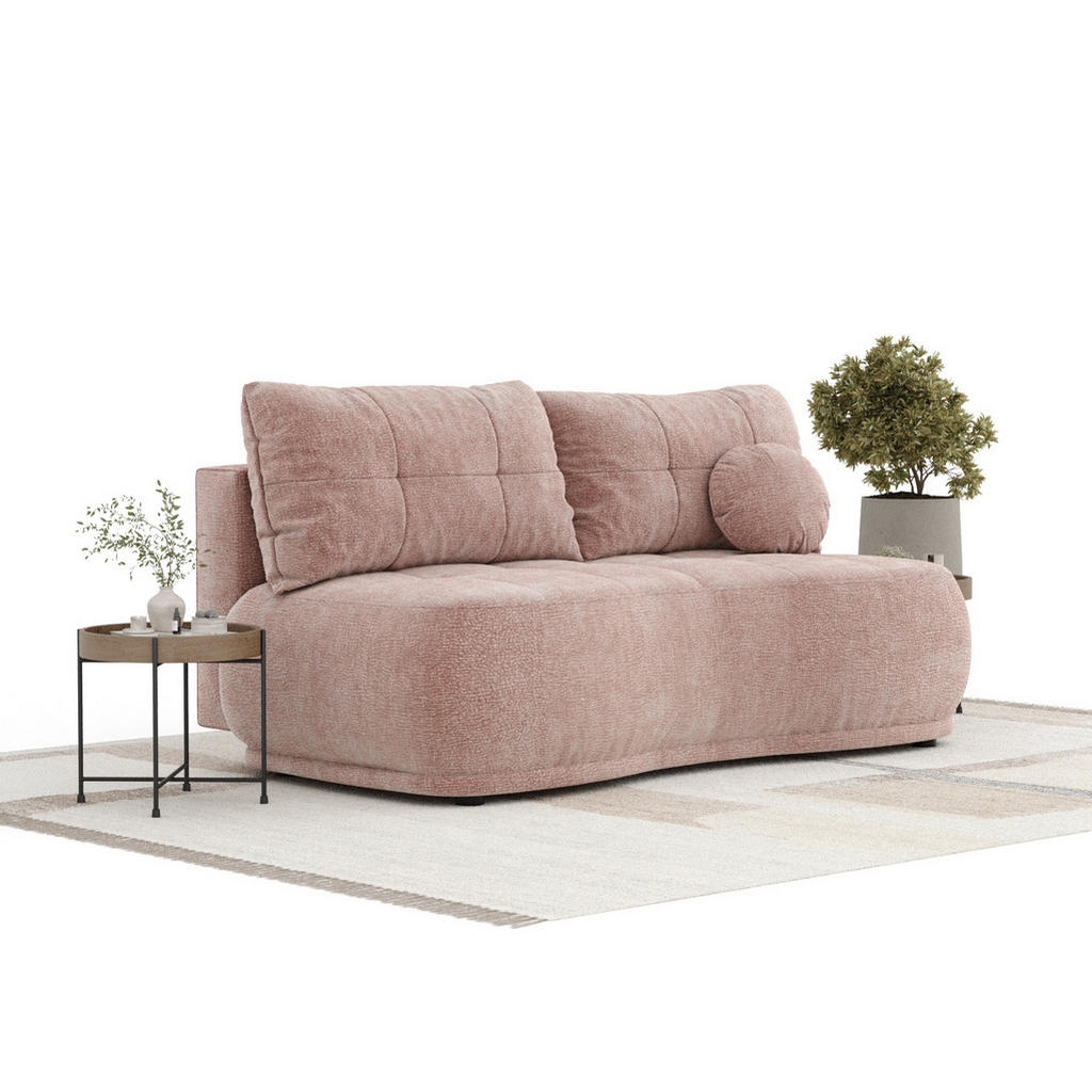 Thumbnail - Maison de Reve Schlafsofa, Rosa, Textil, 3-Sitzer, Füllung: Schaumstoff, Rundrohr, 206x95x105 cm, Oeko-Tex® Standard 100...