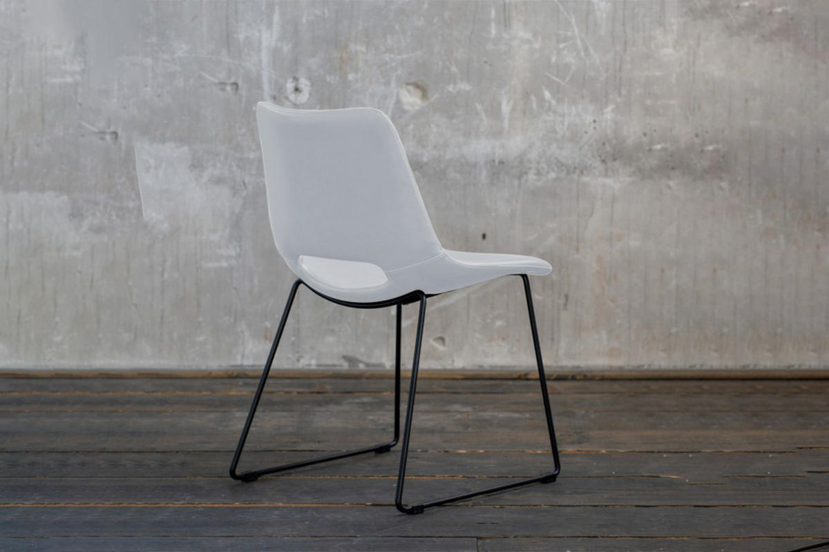 STUHL ASCO Weiß Kunstleder - Weiß, Leder (49/80/55cm) - KAWOLA