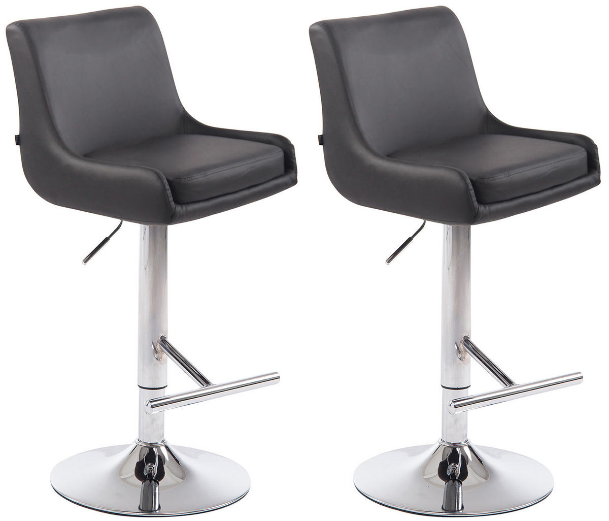 BARHOCKER 2er Set Lederlook grau - Chromfarben/Grau, Textil/Metall (43/90/50cm) - CLP