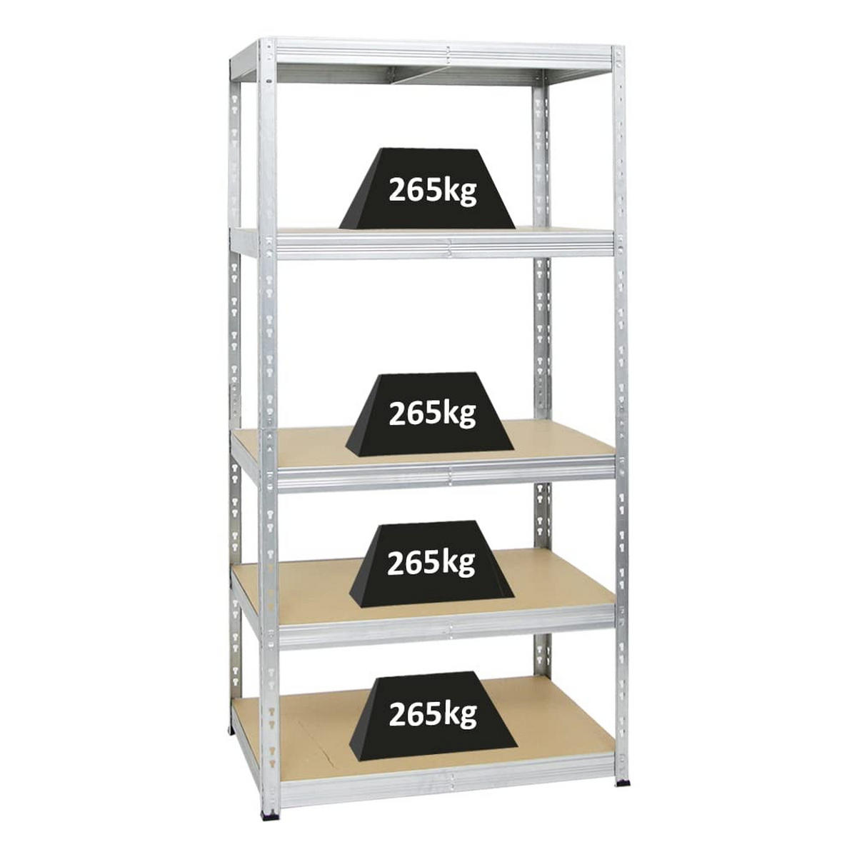 SCHWERLASTREGAL Tiger 180x90x60 cm Fachlast 265 kg Verzinkt - Silberfarben, Metall (90/180/60cm) - PROREGAL