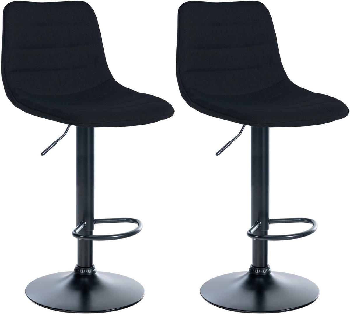 BARHOCKER 2er Set Stoff schwarz - Schwarz, Textil/Metall (45/89/46cm) - CLP