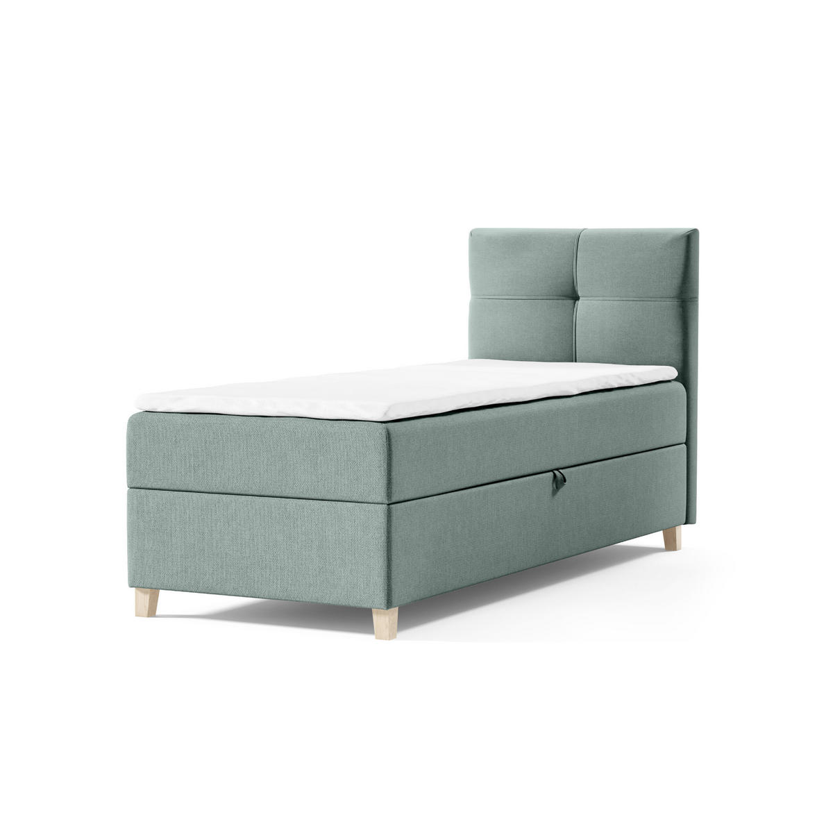 BOXBETT Einzelbett Anter Mini 70x200 cm, Grün - Grün, Textil (70/200cm) - Meblito