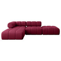 ECKSOFA modulares Sofa Kerru-L1 - 285x190x70 cm Bordeauxrot Velours - Bordeaux, Holzwerkstoff/Textil (285/190cm) - ALTDECOR