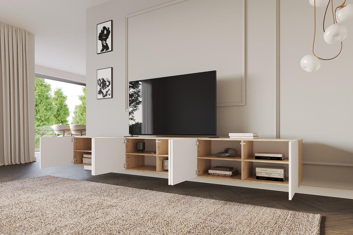 LOWBOARD ELIO-W 3x100x40x41 cm - Artisan / Weiß - Eiche Artisan, Holzwerkstoff (300/40/41cm) - ALTDECOR