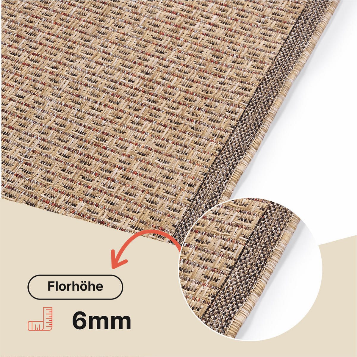 TEPPICH YUCANA Beige Outdoor Flachgewebe 160/230 cm - Beige, Textil (160/230cm) - Tapiso