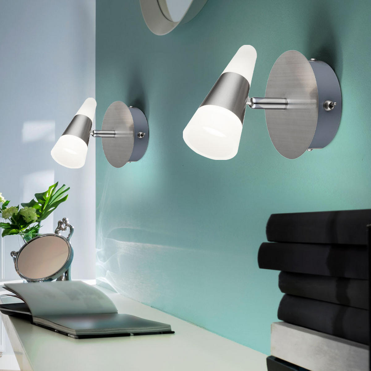 LED WANDLEUCHTE FRISO Metall Silber 2er Set - Silberfarben, Metall (12/14/13cm) - Globo Lighting