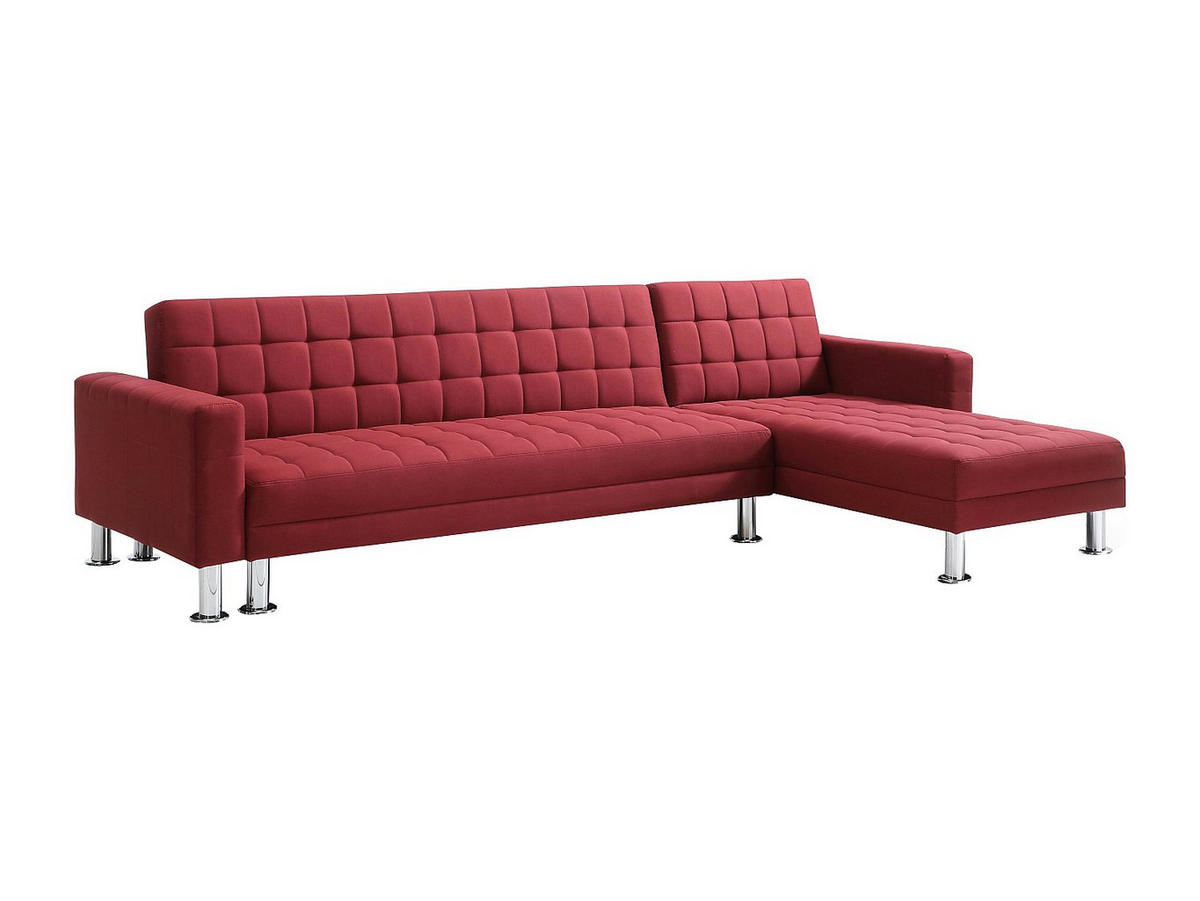 ECKSOFA mit Schlaffunktion - Ecke wechselbar - Stoff - Rot - WILLIS II - Rot, Textil (290/173cm) - Vente-Unique