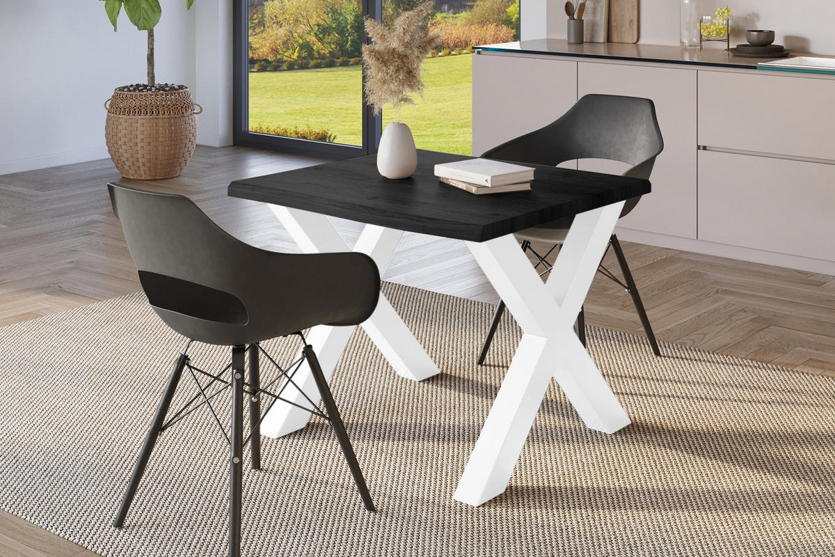 ESSTISCH JULIUS X - Dunkelgrau/Weiß, Holz (80/80/77cm) - SAM