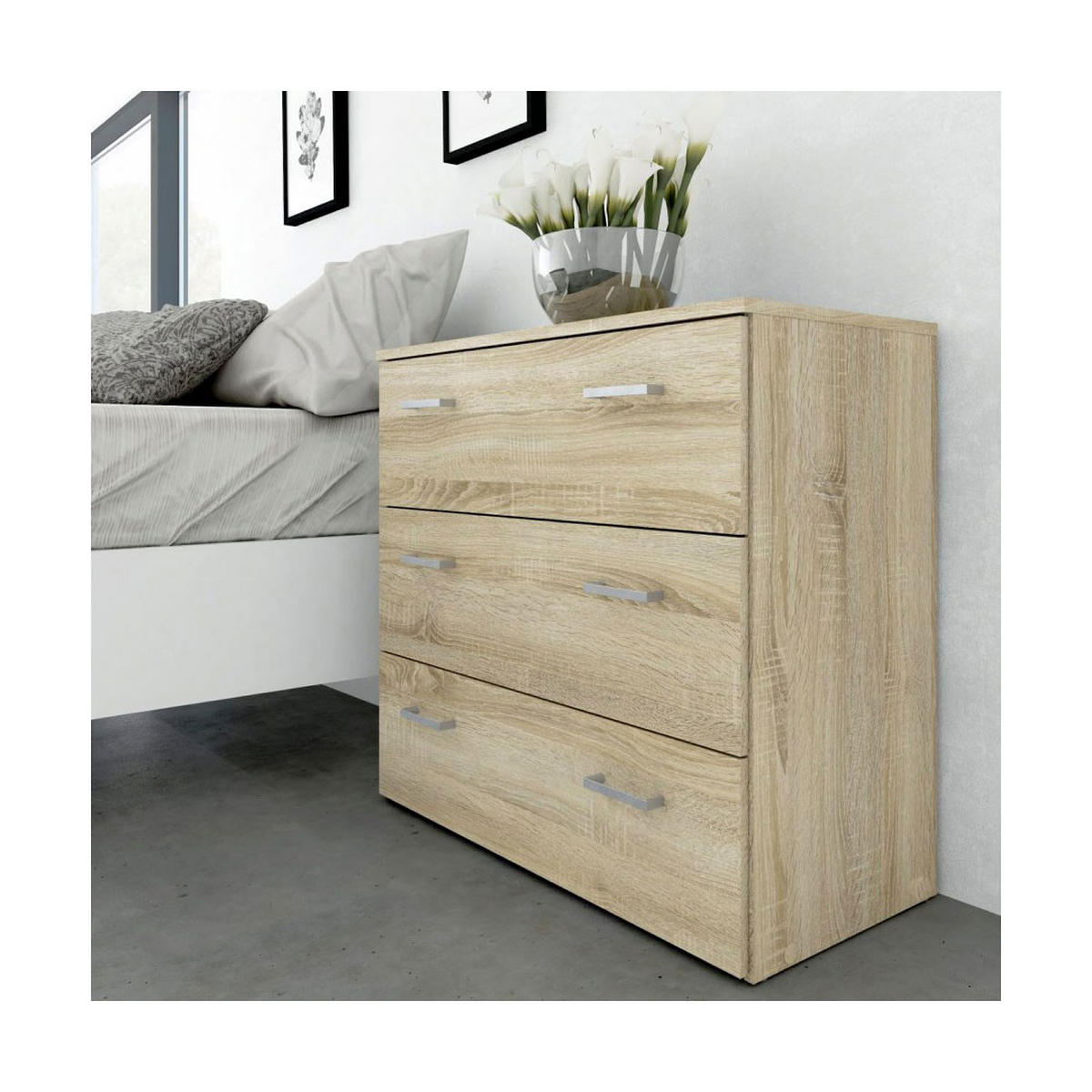 KOMMODE Eiche Dekor - Eichefarben, Holzwerkstoff (74/70/36cm) - ebuy24