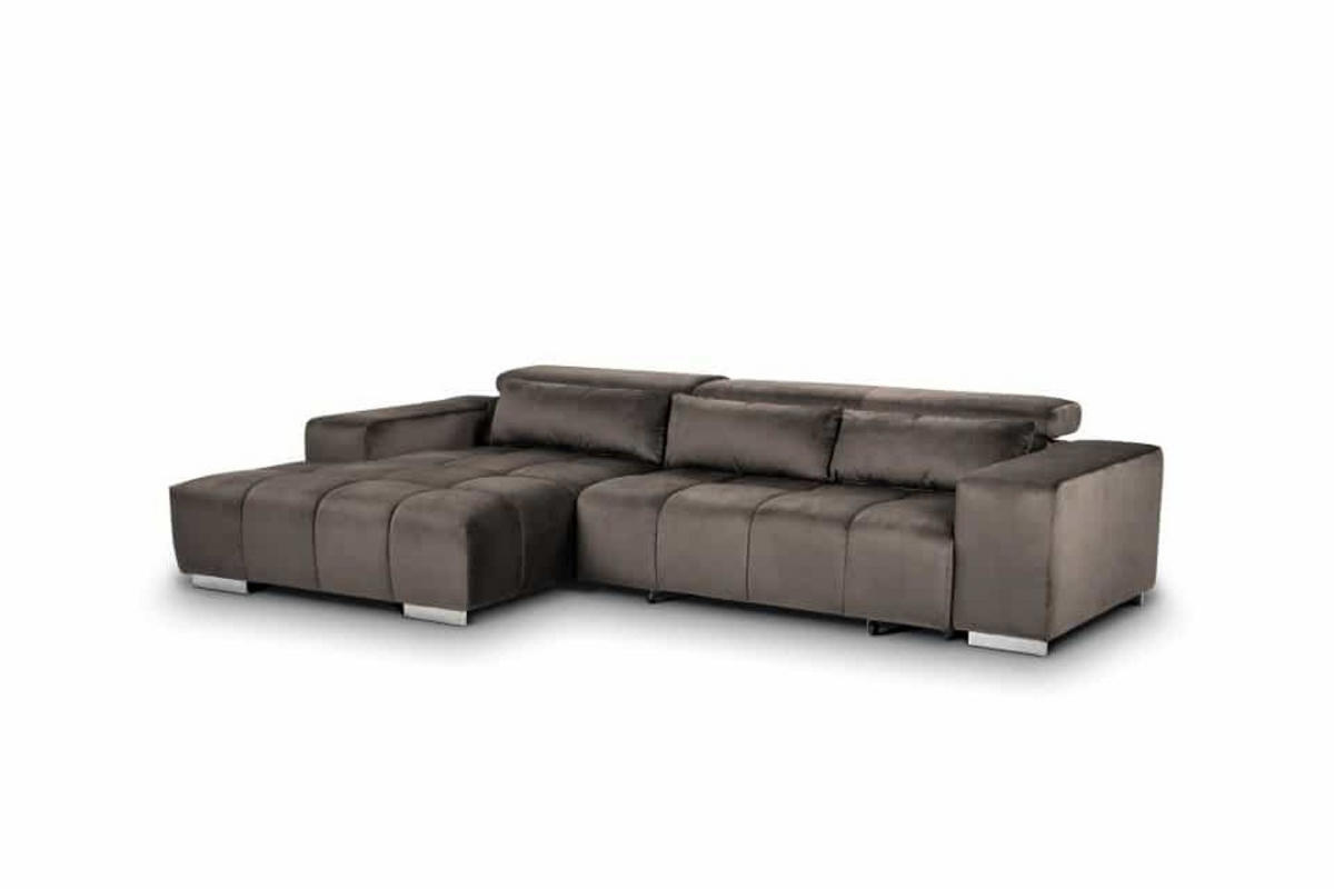 ECKSOFA mit elektrischem Sitzvorschub und verstellbaren Kopflehnen - Chromfarben/Silberfarben, Textil (307/186cm) - Cotta