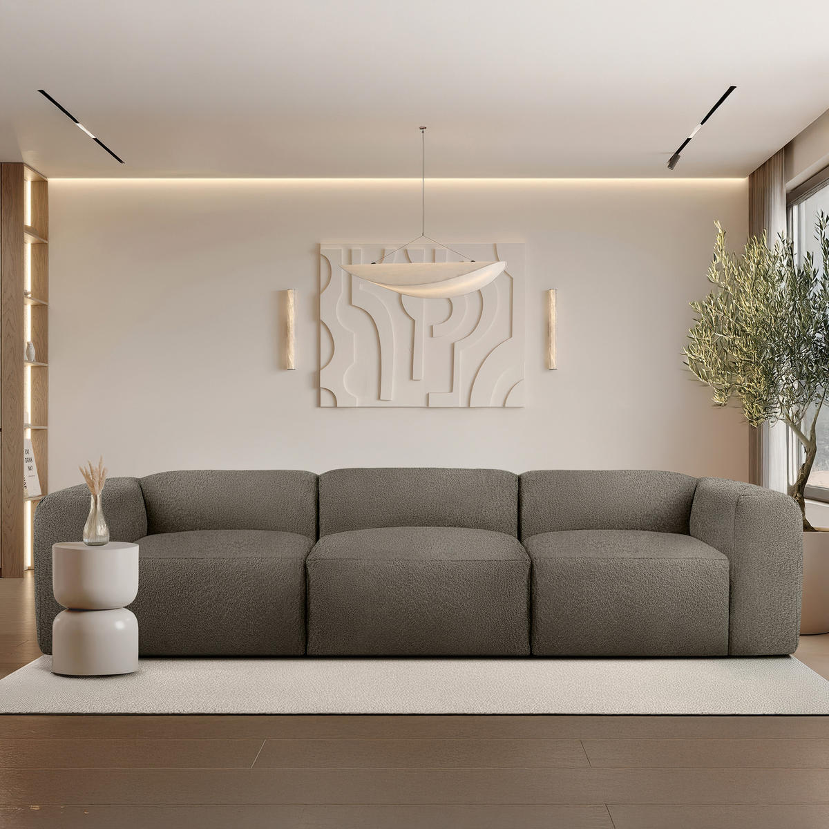 3-SITZER SOFA BUFFO, kühles Braun - Braun, Holz/Holzwerkstoff (290/73/96cm) - KONSIMO®