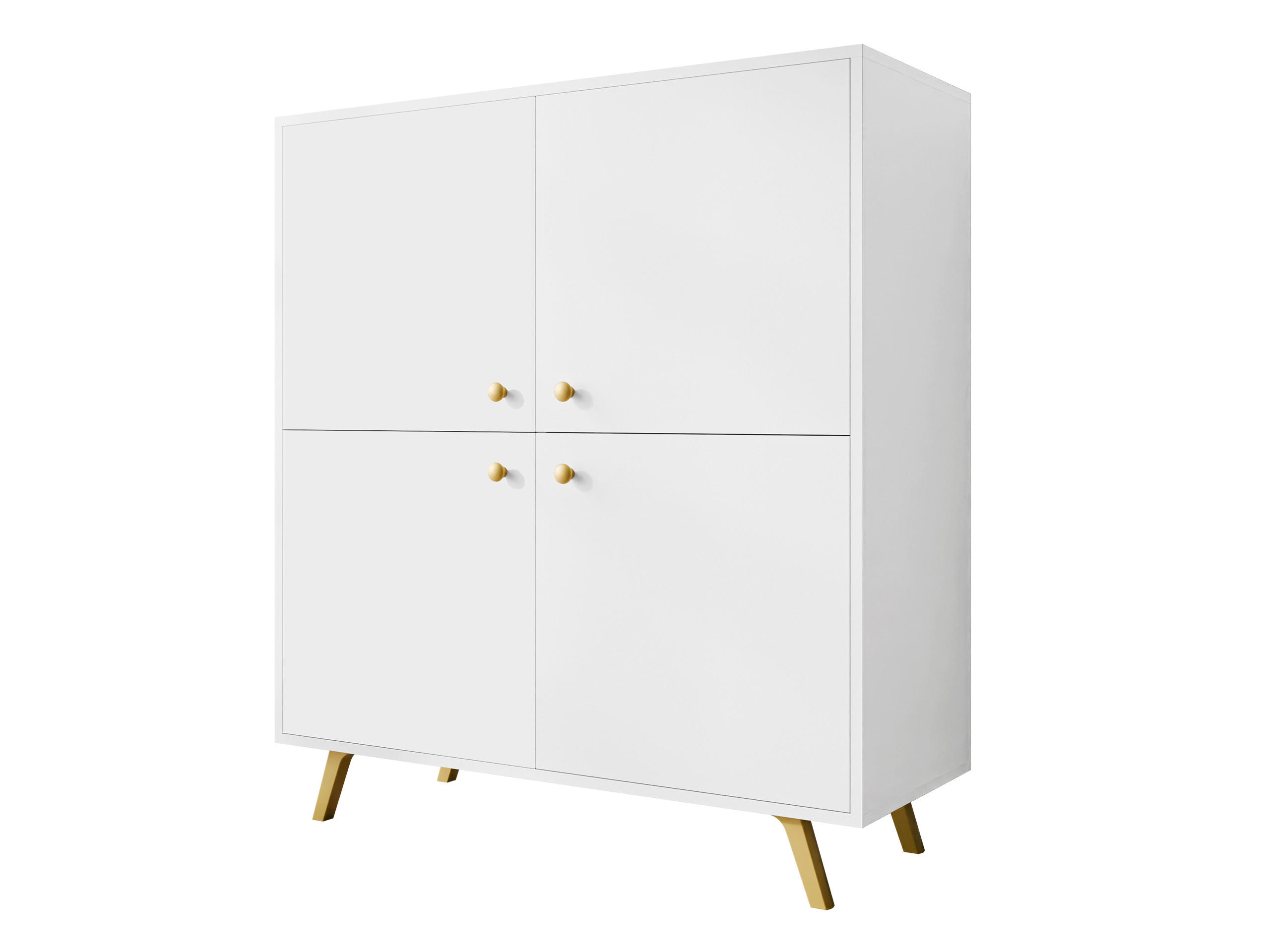 TÜRKOMMODE Siena 4D - Goldfarben/Weiß, Holzwerkstoff/Metall (100/112/41cm) - MIRJAN24