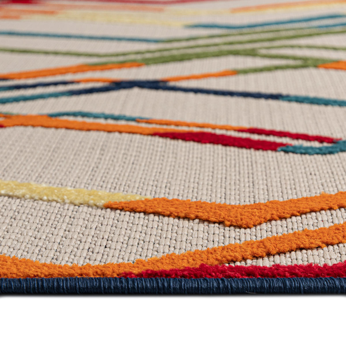 TEPPICH Outdoor Bunte Geometrisch Streifen Kurzflor Rechteckig - 80x150 cm - Hellgrün, Textil (80/150cm) - Mazovia