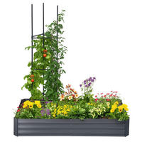 HOCHBEET DE-12116 mit Rankhilfe 180/90/29,5 cm Anthrazit - Dunkelgrau, Metall (180/29.5/90cm) - ComfortXL