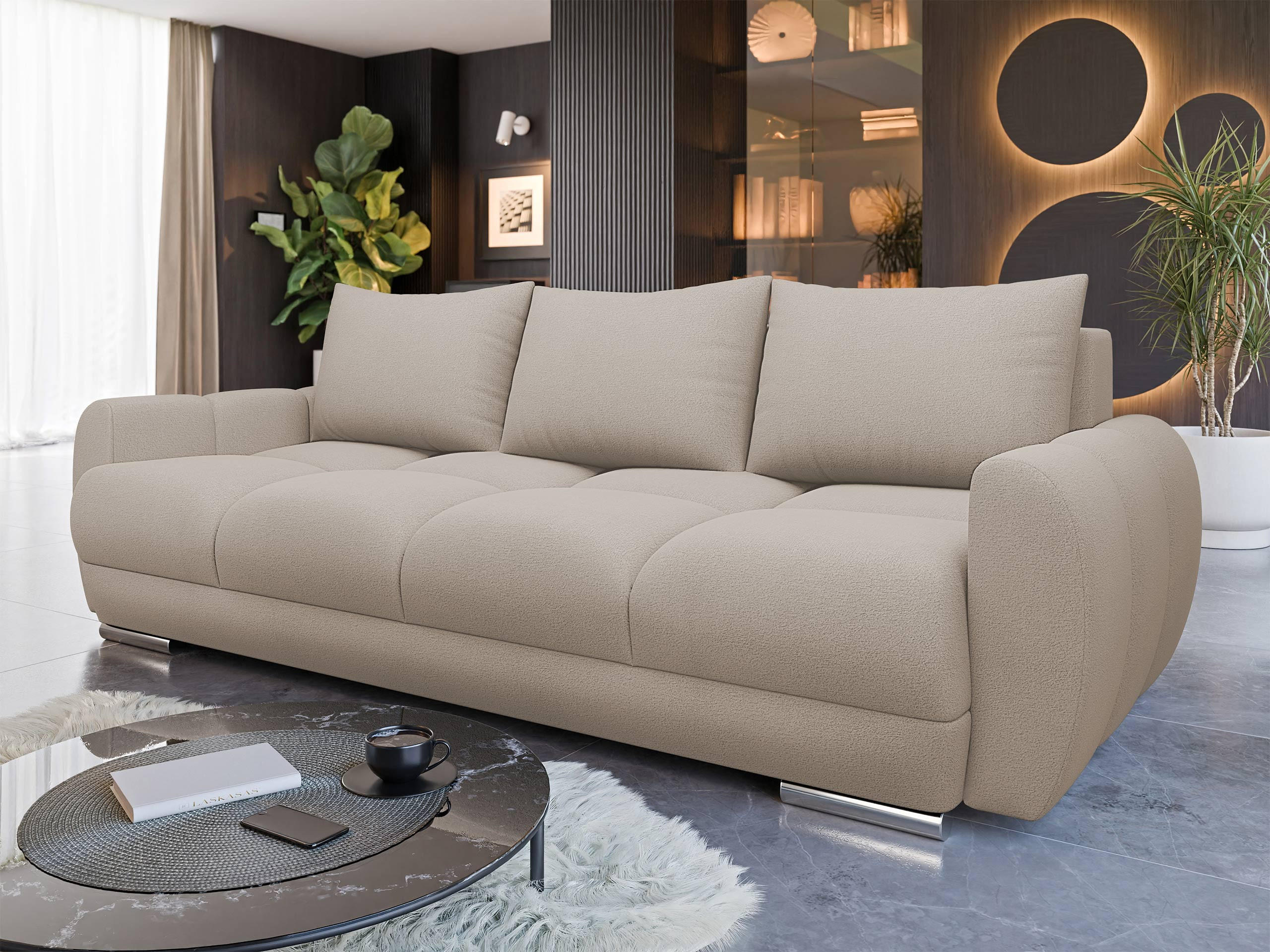 SCHLAFSOFA Logo 3 - Silberfarben/Naturfarben, Holz/Kunststoff (234/89/97cm) - MIRJAN24