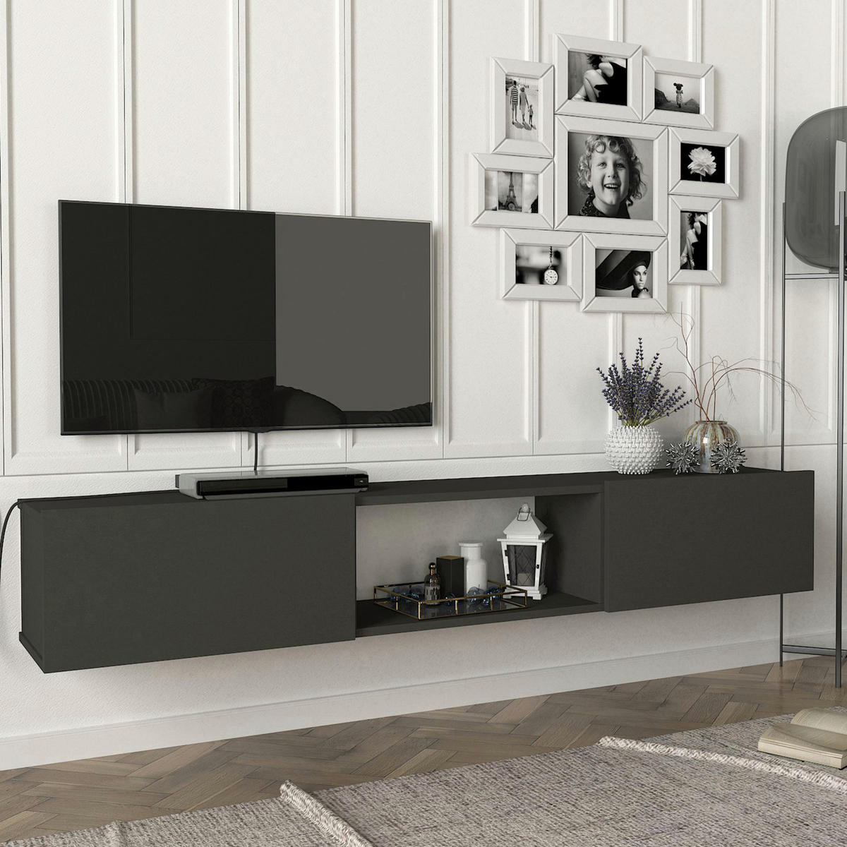 TV-ELEMENT Paltamo - Anthrazit, Holzwerkstoff (180/29.5/31cm) - [en.casa]