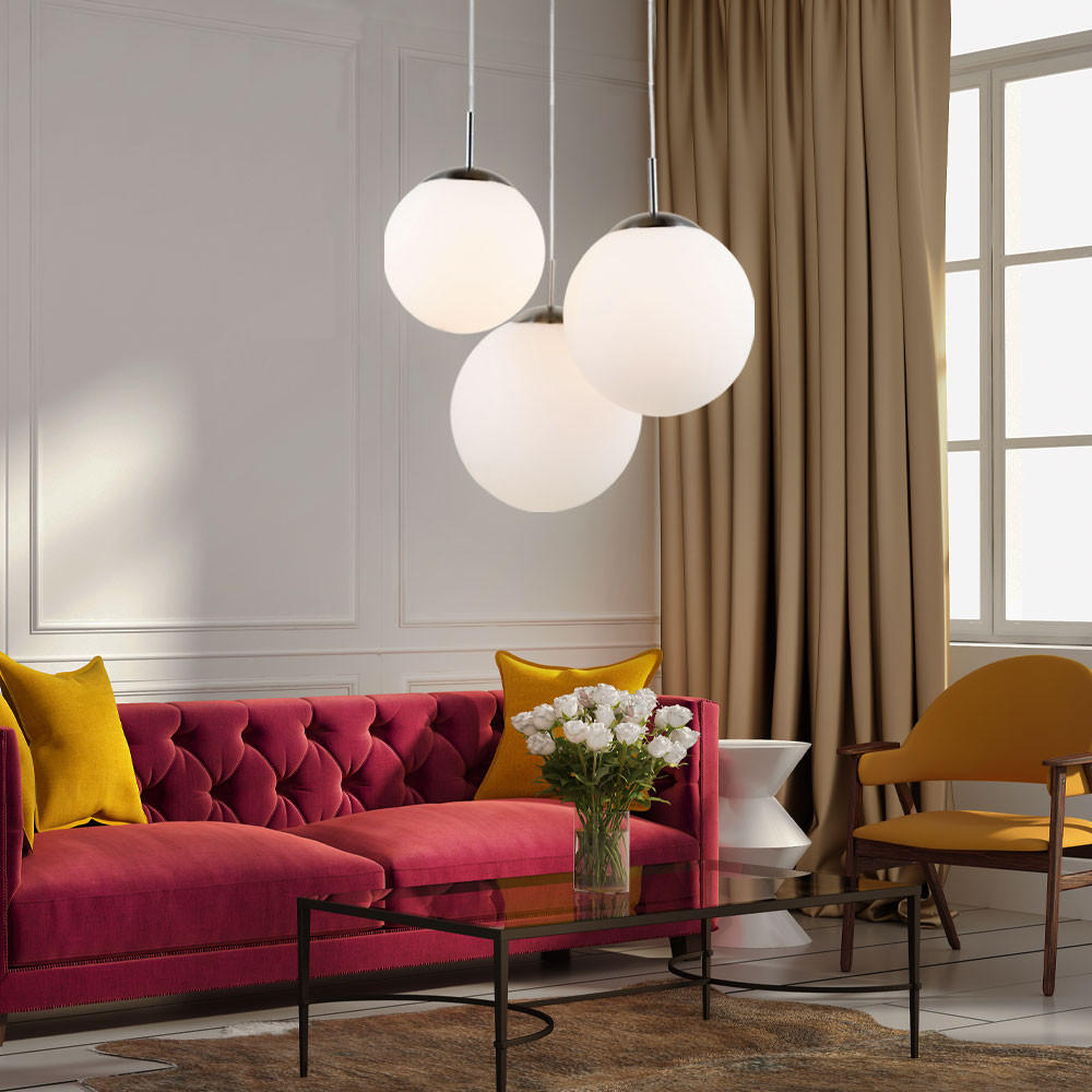 Thumbnail - Globo Lighting Led, Weiß, Glas, Rund, 51.5x80x51.5 cm, Lampen & Leuchten, Innenbeleuchtung, Hängelampen, Pendelleuchten