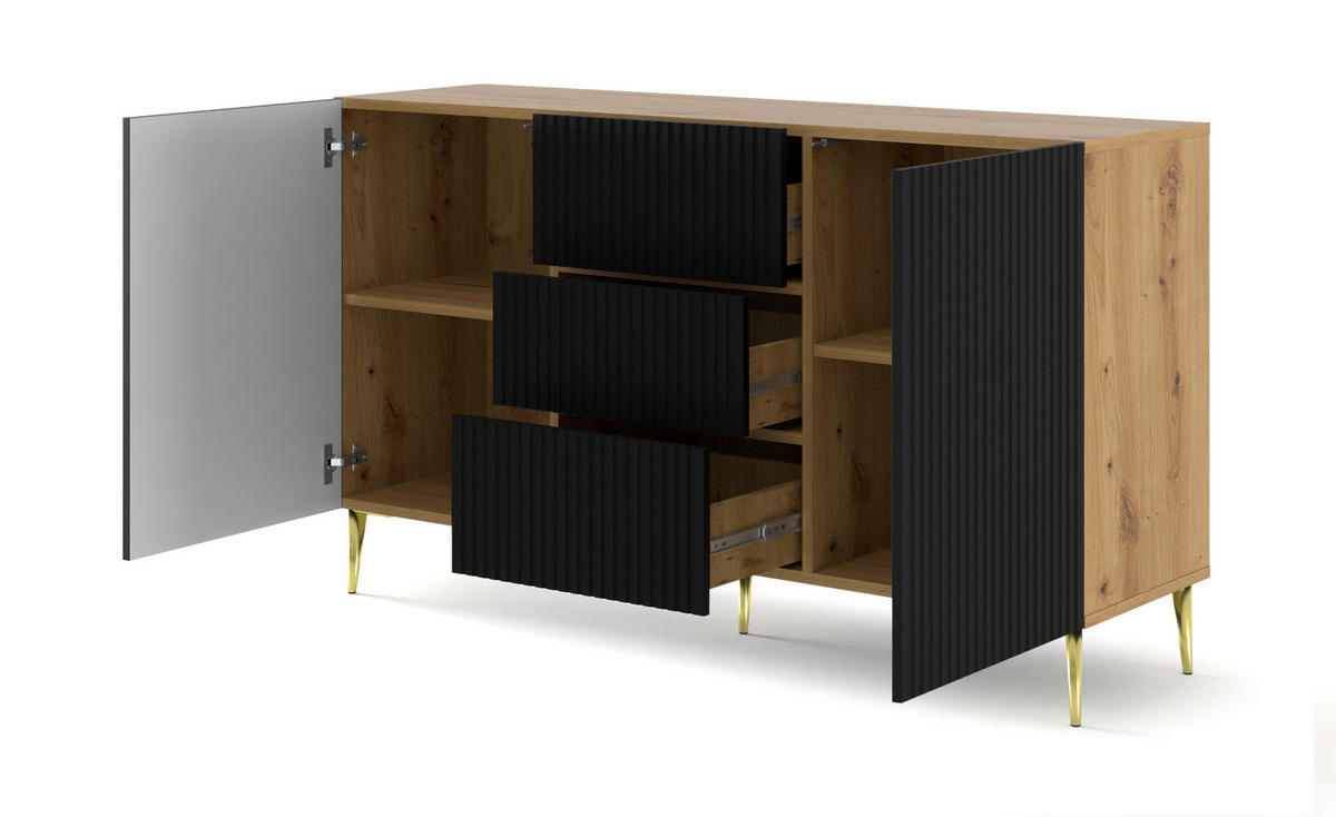 SIDEBOARD BEIGE - Beige/Goldfarben, Holzwerkstoff (150/87/42cm) - FURNLUX