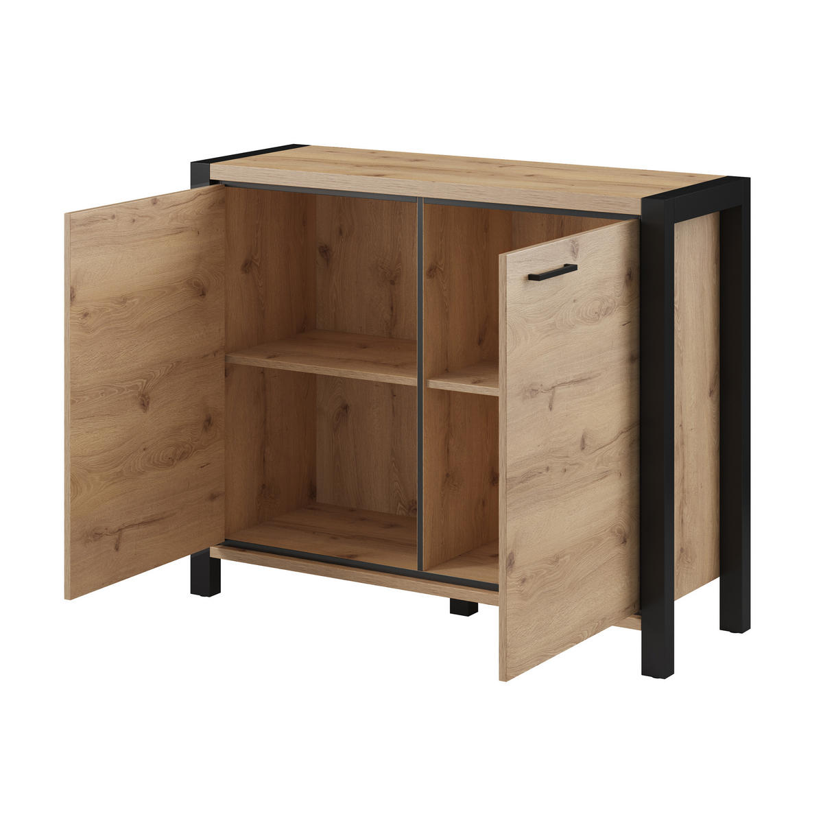 KOMMODE ATTIVO 112/91/41 cm mit 2 Türen Eichefarben - Eichefarben, Holzwerkstoff (112/91/41cm) - MASSENO