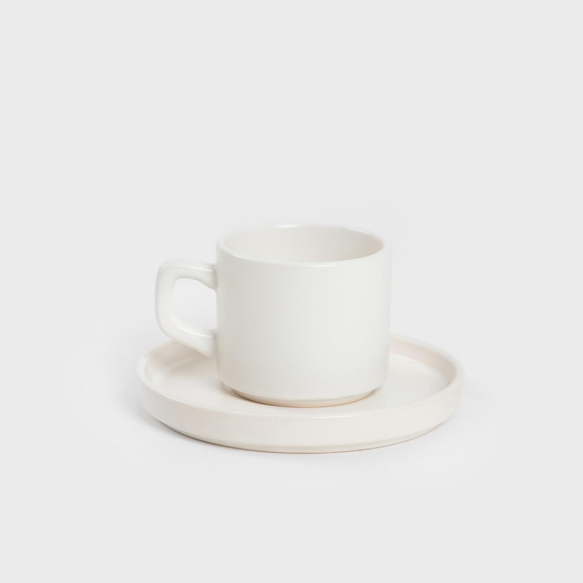 TASSE Famelio mit Untertasse weiß 0,2 l 6er-Set - Weiß, Keramik (0.2L) - Homla