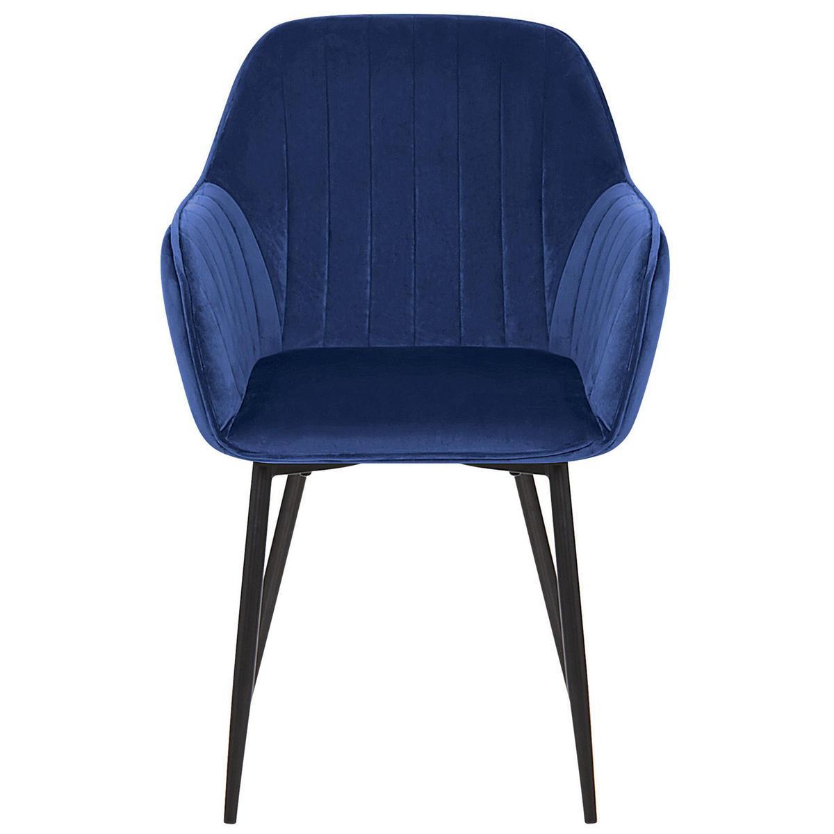 ESSZIMMERSTUHL 2er-Set Samtstoff Blau Wellston - Blau, Textil/Metall (58/86/43cm) - Beliani