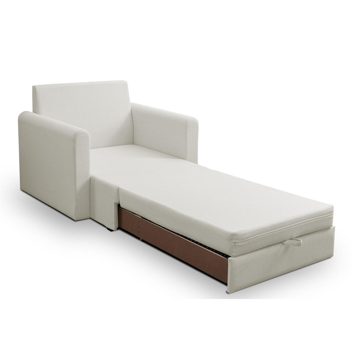 SCHLAFSESSEL Dejano Creme 75x196 cm - Creme/Schwarz, Holz/Textil (103/90/115cm) - Selsey