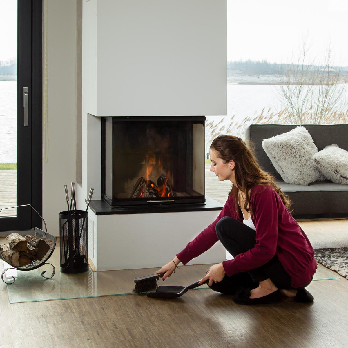 KEHRGARNITUR - Schwarz, Holz/Kunststoff (13/13/41cm) - Relaxdays