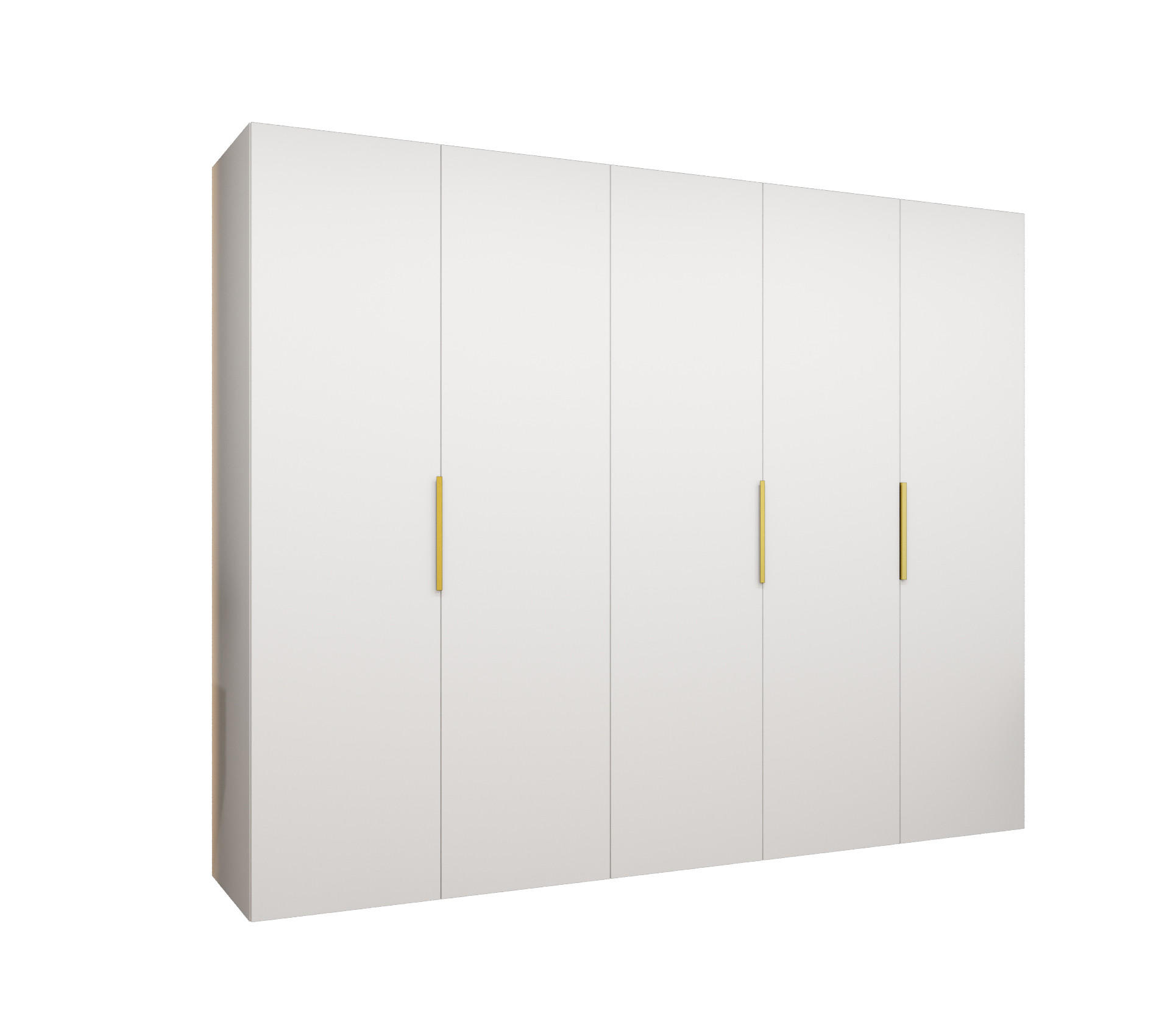 DREHTÜRENSCHRANK 202/250/52 5-türig - Goldfarben/Weiß, Holz (250/202/52cm) - MÖBEL KRYSPOL