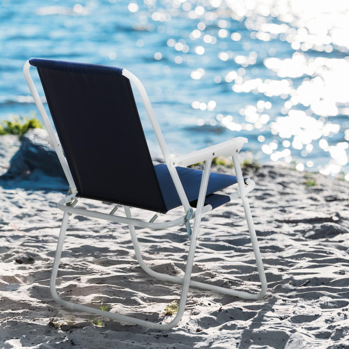 CAMPINGSTUHL bis 100 kg - Dunkelblau, Textil/Metall (46/73/48cm) - Outtec