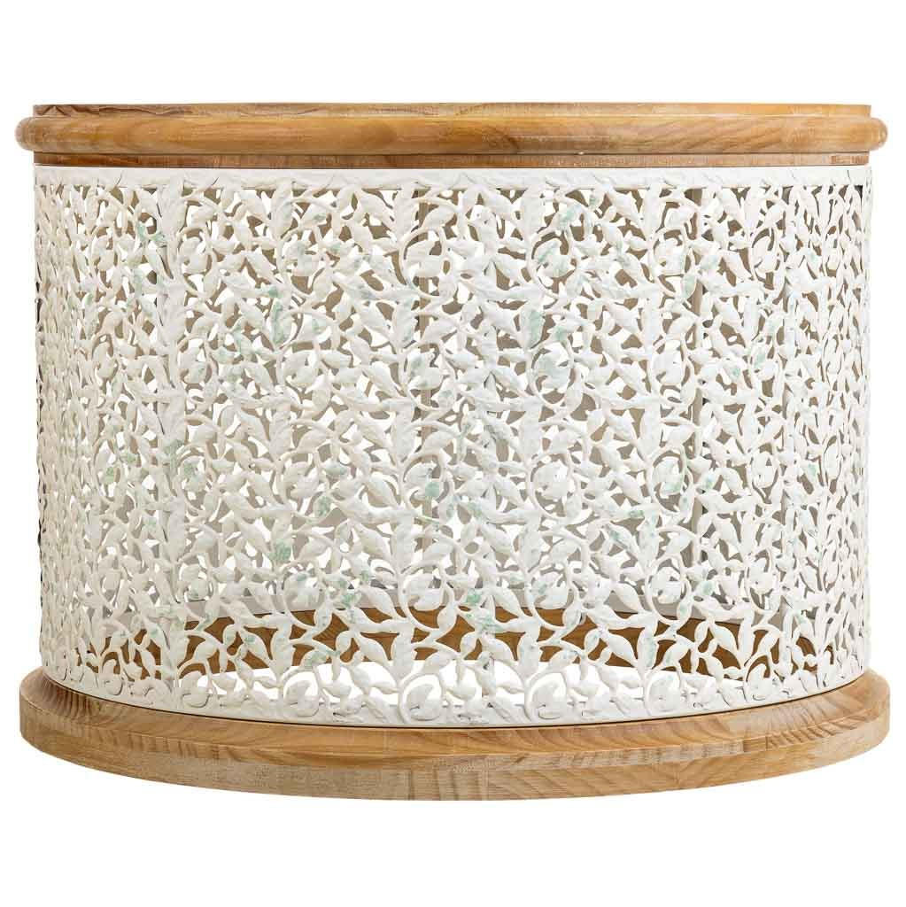 COUCHTISCH aus weißem Holz und Metall, 64x64x47 cm - Weiß, Holz (63.5/63.5/46.5cm) - Wanderlust