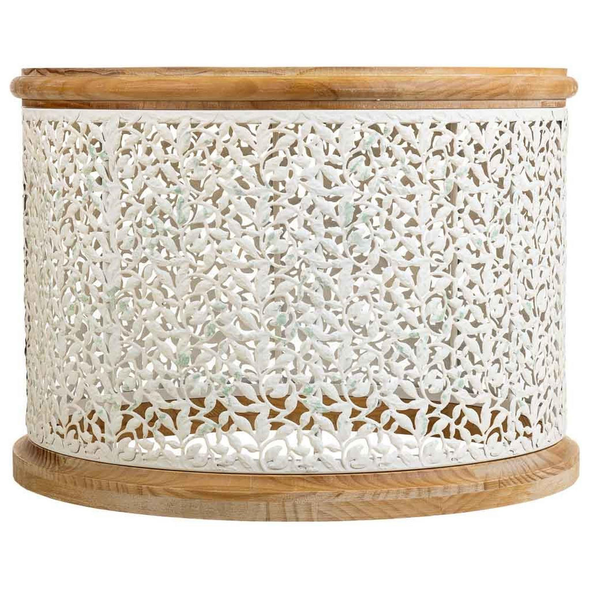COUCHTISCH aus weißem Holz und Metall, 64x64x47 cm - Weiß, Holz (63.5/63.5/46.5cm) - Wanderlust
