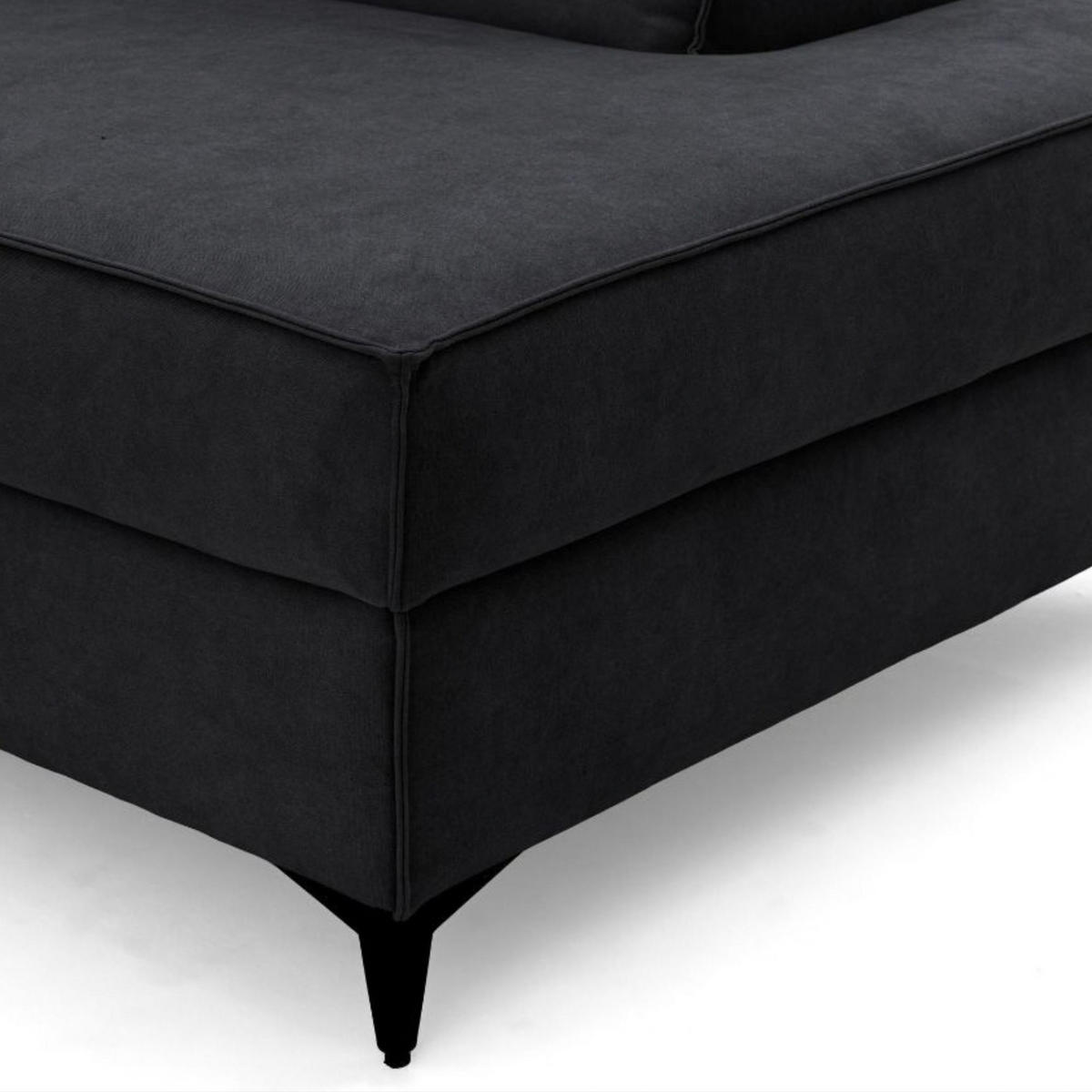 ECKSOFA PURE U Rechts mit Schlaffunktion 127x270 Velours Graphit - Graphitfarben/Schwarz, Holz/Textil (204/340cm) - Muffo