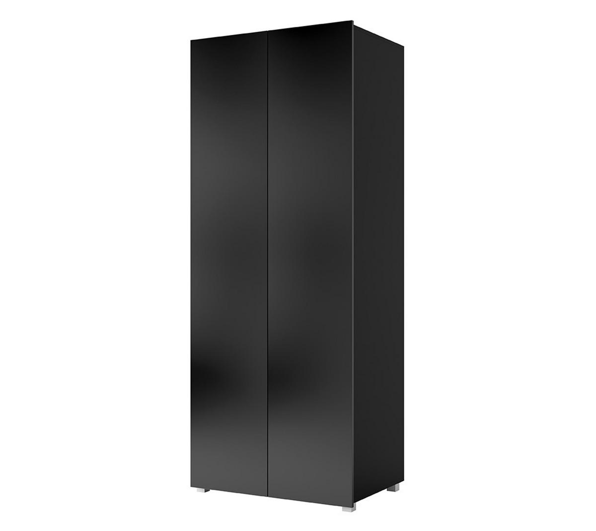 WOHNWAND Kossana 8 Modern Schwarz 290/200/52 cm - Funktional Modern - Schwarz, Holzwerkstoff/Kunststoff (290/200/52cm) - AX Living