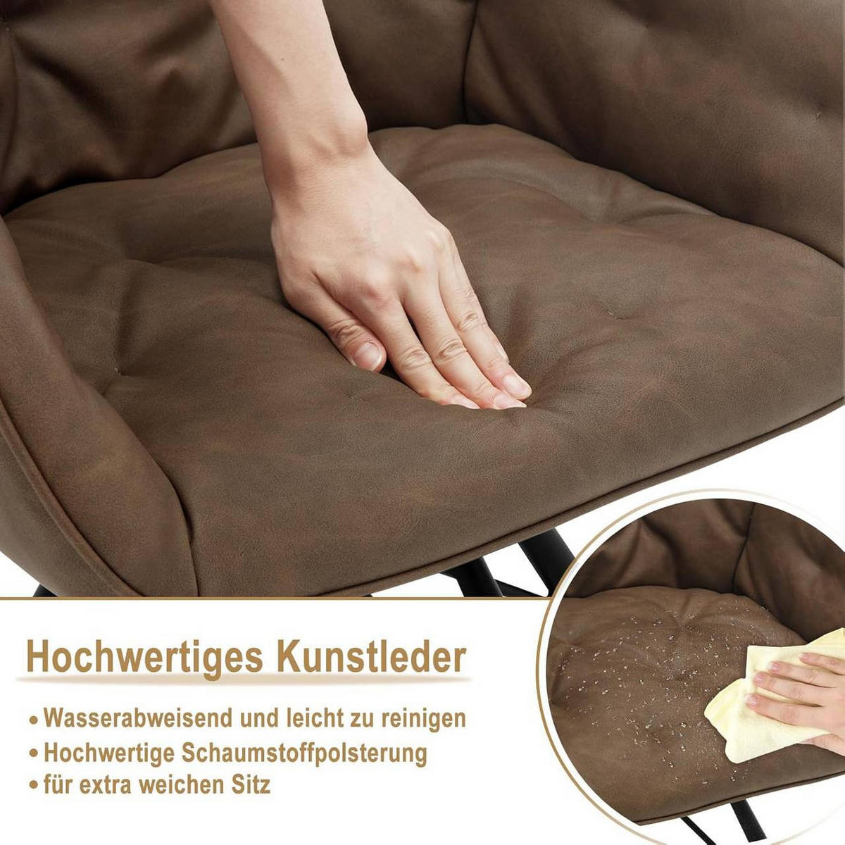ARMLEHNSTUHL 4er Set, drehbar mit Kunstlederbezug, Braun - Schwarz/Braun, Leder/Kunststoff (57.5/82.5/53cm) - Woltu