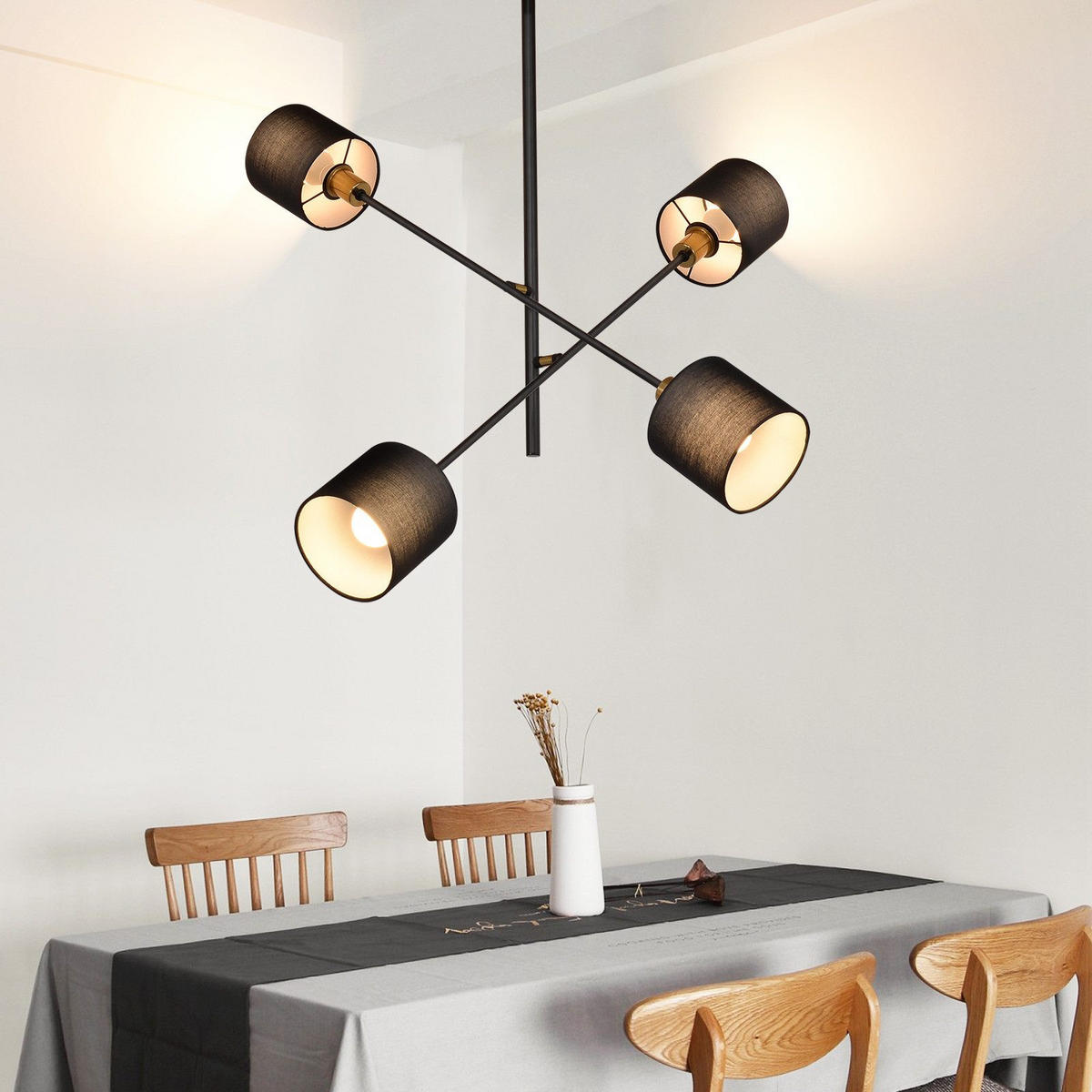 PENDELLEUCHTE Benedict 68/68/85 cm - Schwarz, Metall (68/68/85cm) - ZMH