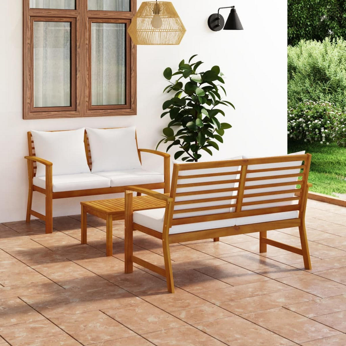 GARTENSET Reif 3-teilig - Creme, Holzwerkstoff - Nettlife