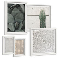 BILDER SET 5er Set - 50x50 cm & 20x30 cm & 40x60 cm Weißer Rahmen - Sommerliche Texturen aus den Tropen - Weiß, Kunststoff (40/60cm) - TULUP