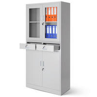 VITRINENSCHRANK abschließbar CENO mit Glastüren 185x90x40cm Grau - Grau, Metall (90/185/40cm) - DELUKE