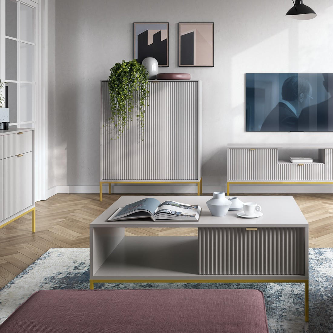 COUCHTISCH STELLARE 104/46/68 cm Grau - Grau, Holzwerkstoff (68/104/46cm) - MASSENO