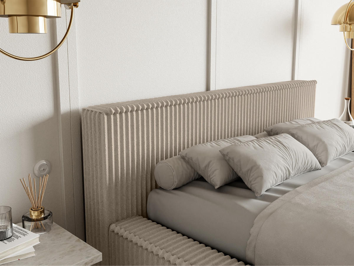 POLSTERBETT AFFOLIO Dunkelbeige 160x200 cm - Beige/Schwarz, Kunststoff/Textil (160/200cm) - Selsey