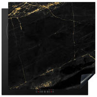 HERDABDECKPLATTE Marmor - Schwarz - Gold - Chic - Marmoroptik - Design Induktionsmatte 78x78 cm - Schwarz, Kunststoff (78/78/0.2cm) - MuchoWow