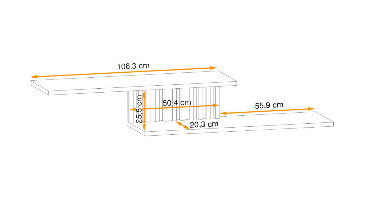 WANDBOARD schwarz, Eiche Jackson 162 cm, Wandregal mit 3D Lamellen - Eichefarben/Schwarz, Holzwerkstoff (160/30/25cm) - Furn.Design
