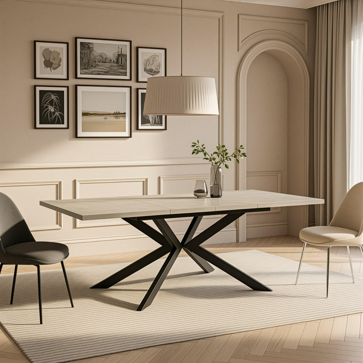 AUSZIEHTISCH MALTEK 140-220/90/76 cm - Schwarz/Grau, Metall (90/140/76cm) - DUBI Möbel