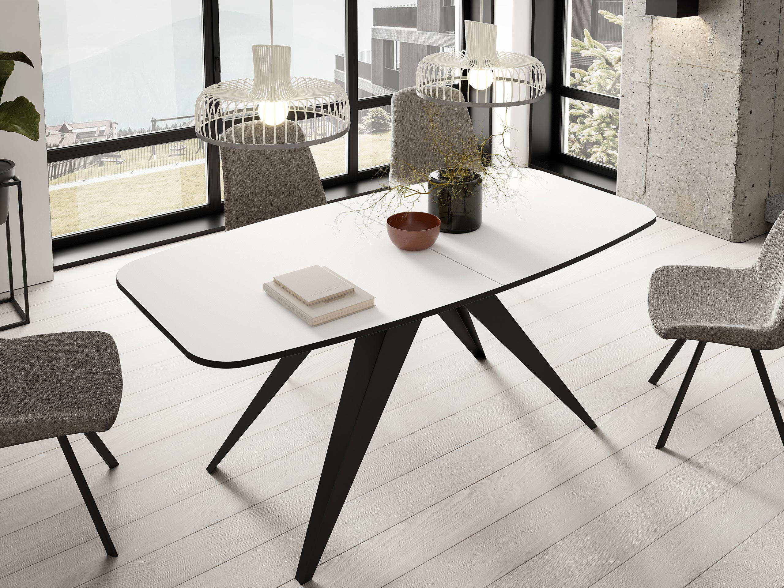 TISCH Ferro 160 - Schwarz/Weiß, Holzwerkstoff/Metall (80/160/76cm) - MIRJAN24