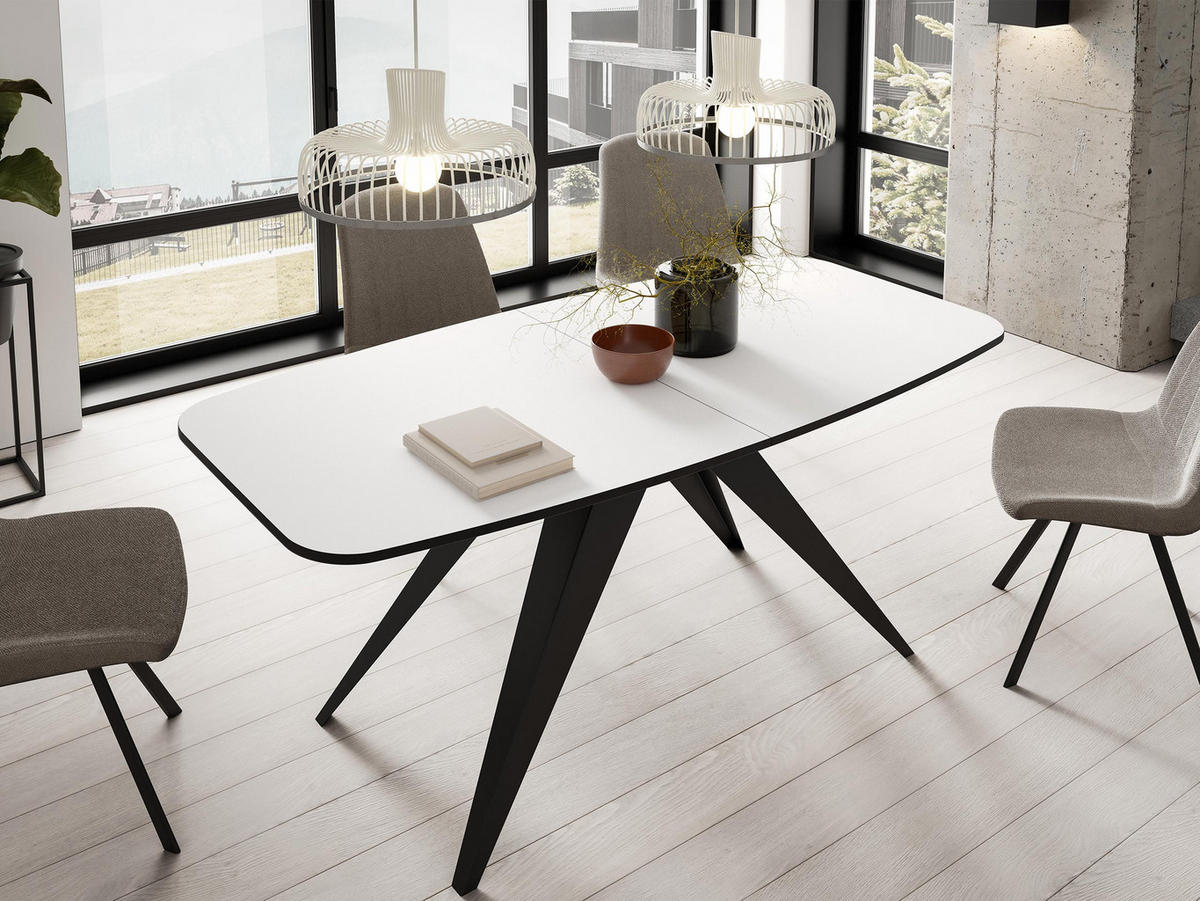 TISCH Ferro 160 - Schwarz/Weiß, Holzwerkstoff/Metall (80/160/76cm) - MIRJAN24